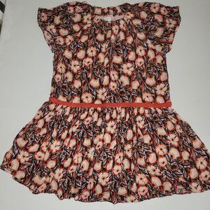 ~Gymboree~ Girls Size 10 HELLO FALL Floral Drop Waist Dress Orange Navy